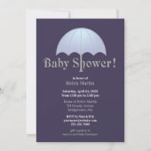 Baby shower Blue Flat Invitation (Devant)