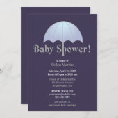 Baby shower Blue Flat Invitation Kaart (Voorkant / Achterkant)