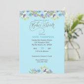 Baby shower Blue Floral Boys Invitation (Debout devant)