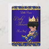 Baby shower Blue Gold Boy Kaart (Voorkant)