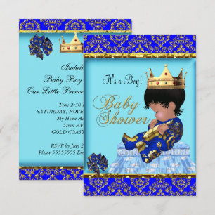 Baby shower Blue Gold Boy Prince Kaart