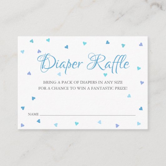Baby Shower 'Blue Hearts Luier Raffle' Informatiekaartje (Voorkant)