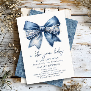 Baby shower Blue Jean Bow Invitation