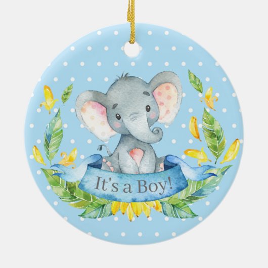 Baby shower Blue Keramisch Ornament (Achterkant)
