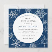 Baby shower Blue Little Snowflake Invitation (Devant)