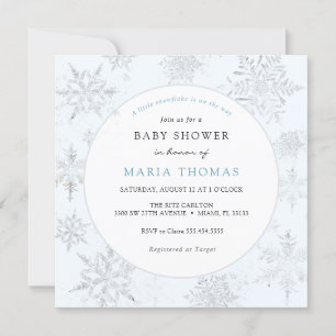 Baby shower Blue Little Snowflake Invitation