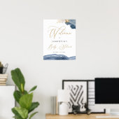 Baby shower Blue Navy & Gold Boy Affiche de bienve (Bureau à domicile)