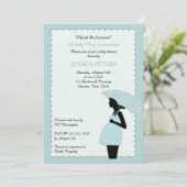 Baby shower Blue Polka Point Umbrella Invitation (Debout devant)