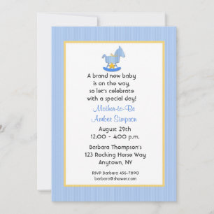 Baby shower Blue Rocking Horse Invitation