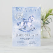 Baby shower Blue Rocking Horse Invitation (Debout devant)