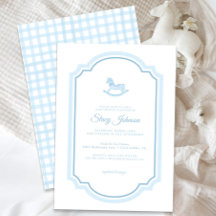 Baby shower Blue Rocking Horse Invitation | Garçon