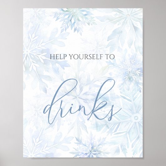 Baby Shower Blue Snowflake Drinks Poster (Voorkant)