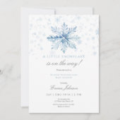 Baby shower Blue Snowflake Invitation (Devant)