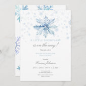 Baby shower Blue Snowflake Invitation (Devant / Derrière)