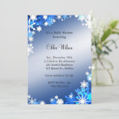 Baby shower Blue Snowflakes Invitation (Debout devant)