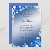 Baby shower Blue Snowflakes Invitation (Devant / Derrière)