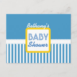 BABY SHOWER Blue Stripes Pattern G01J voor Jongen Aankondigingskaart