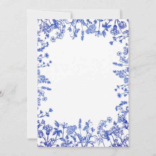 Baby shower Blue Toile Bow invitation (Dos)