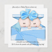 Baby shower Blue TWINS Invitation ou Faire-part (Devant / Derrière)
