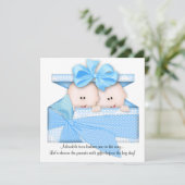 Baby shower Blue TWINS Invitation ou Faire-part (Debout devant)