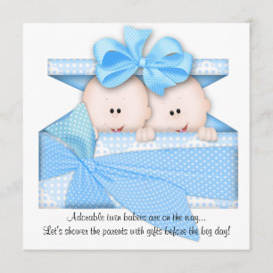 Baby shower Blue TWINS Invitation ou Faire-part