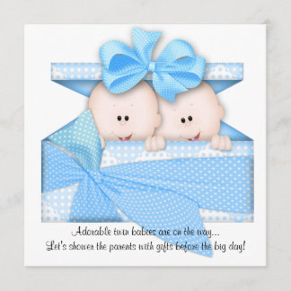 Baby shower Blue TWINS Invitation ou Faire-part