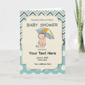 Baby Shower Blue Yellow Invitation (Devant)
