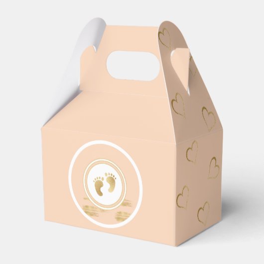 Baby shower Blush Gold Hearts Favor Box Bedankdoosjes (Voorkant Zijde)