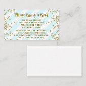 Baby shower Boek Aanvraag Kaart Blauw Goud Confett (Voorkant / Achterkant)