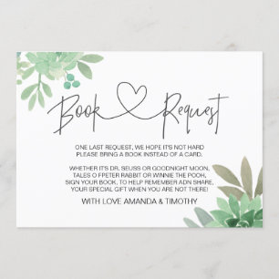 Baby shower Boek Verzoek Genderneutrale Succulente Kaart