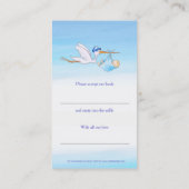 Baby shower boek wedstrijd jongen ooievaar kunst k visitekaartje (Achterkant)