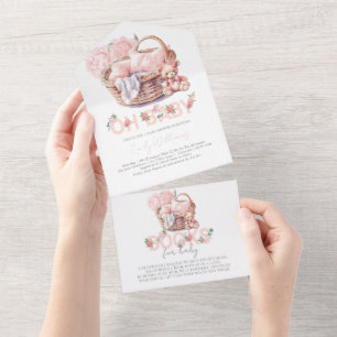 Baby shower & Boeken voor Baby Baby Basket All In One Uitnodiging