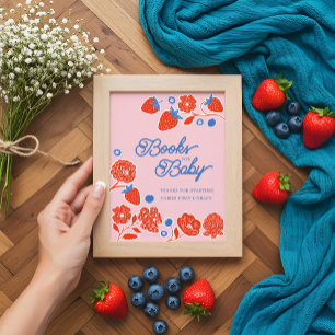Baby shower Boeken voor Baby bessen en bloemen Poster