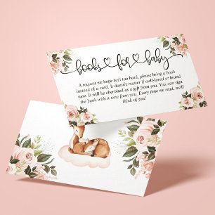 Baby shower Boeken voor Baby Floral Waterverf Deer Informatiekaartje