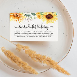 Baby shower Boeken voor zonnebloemen Informatiekaartje
