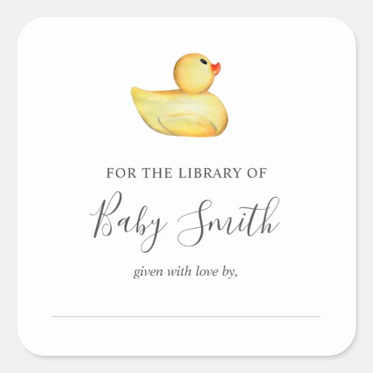 Baby shower Boekplaat Rubber Duck Sticker (Voorkant)