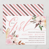 Baby shower Boho, Aquarelle Floral Invitation (Devant / Derrière)