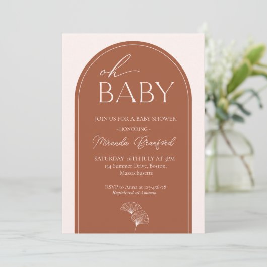 Baby shower Boho Arch Invitation (Debout devant)