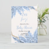 Baby shower Boho bleu clair Invitation (Debout devant)
