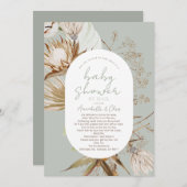 Baby shower Boho Botanical Sage par invitation pos (Devant / Derrière)