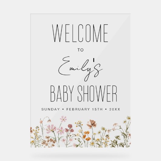 Baby shower Boho Chic Fleur sauvage Affiche de bie (Recto)