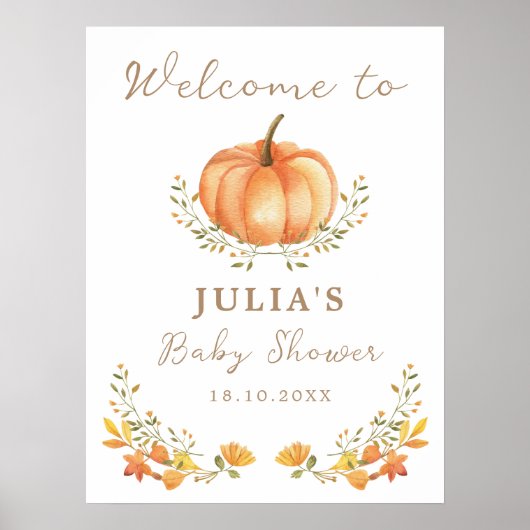 Baby shower Boho Citrouille Fall Foliage Affiche d (Devant)