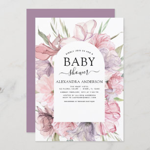 Baby shower Boho Dusty Pink Paars Kaart