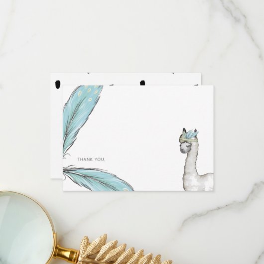 Baby shower Boho Lama Merci Note (Devant/Arrière en situation)