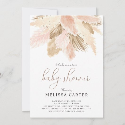 Baby shower Boho Neutral Spring Party Invitation (Devant)