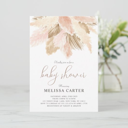 Baby shower Boho Neutral Spring Party Invitation (Debout devant)
