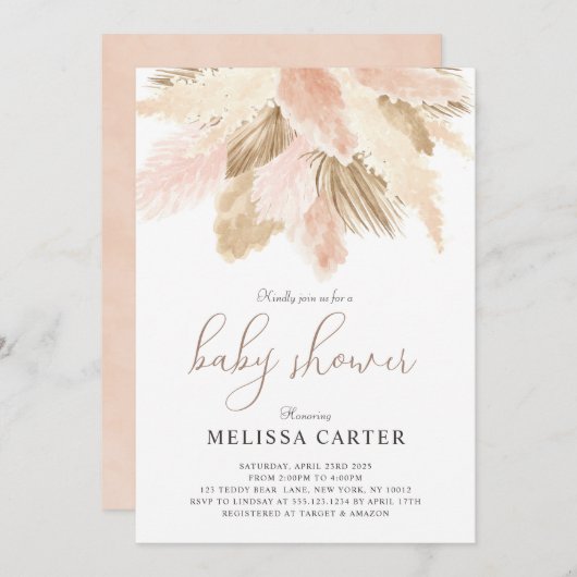 Baby shower Boho Neutral Spring Party Invitation (Devant / Derrière)