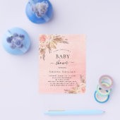 Baby shower boho pampas graszoet roze budget flyer (Enkel)