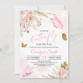Baby shower Boho Pink Butterfly Invitation (Devant)