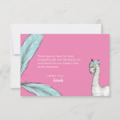 Baby shower Boho Pink Llama Feather Merci Note (Devant)